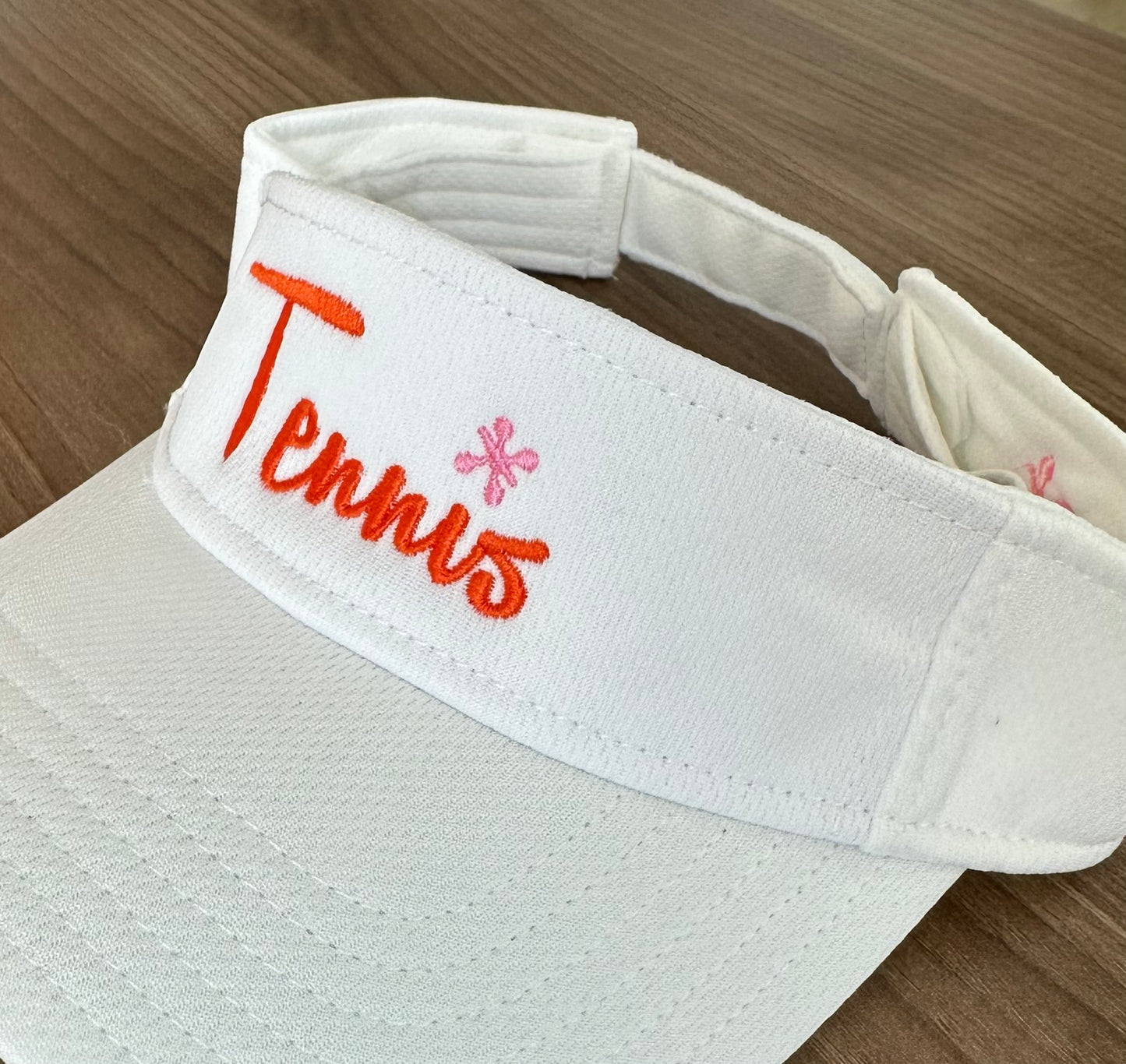 Tennis White Visor Orange with Pink