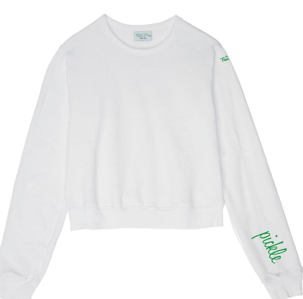 Embroidered Sleeve Crew Neck