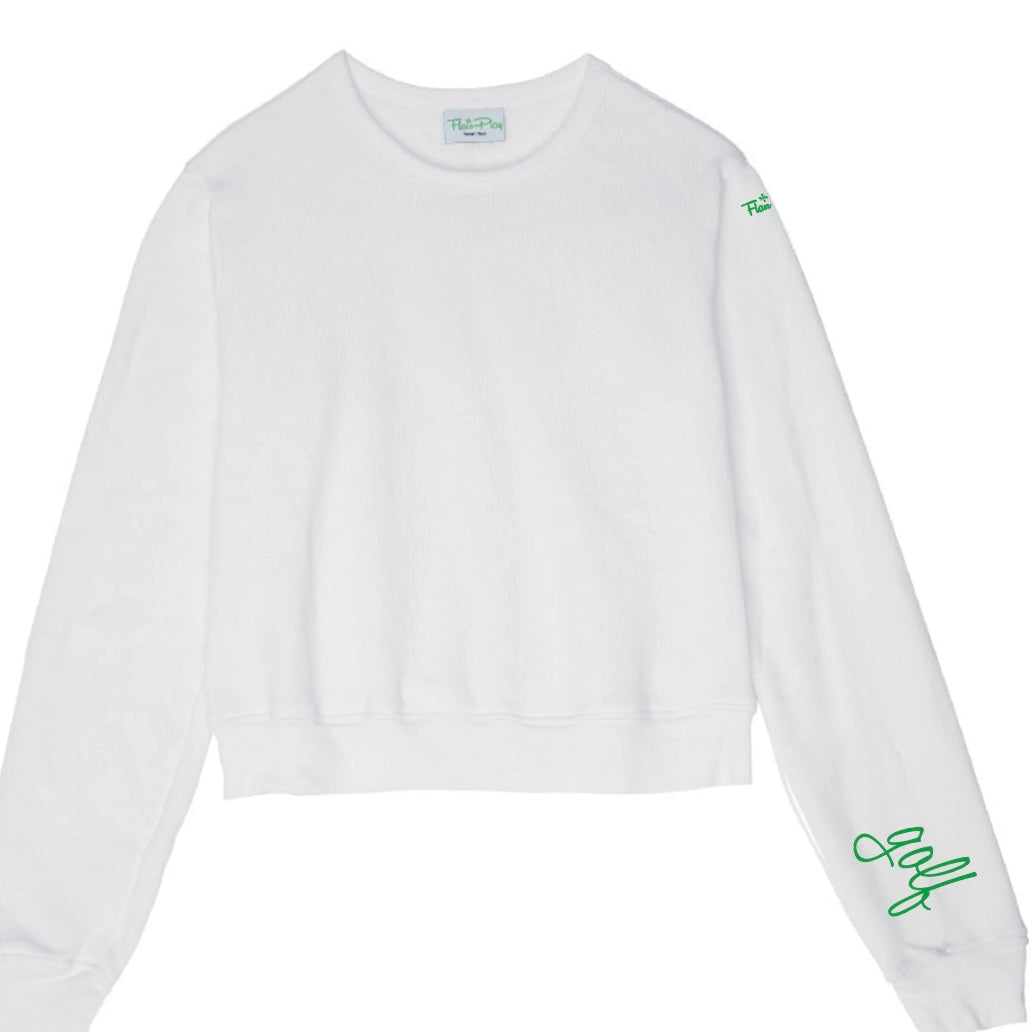 Embroidered Sleeve Crew Neck