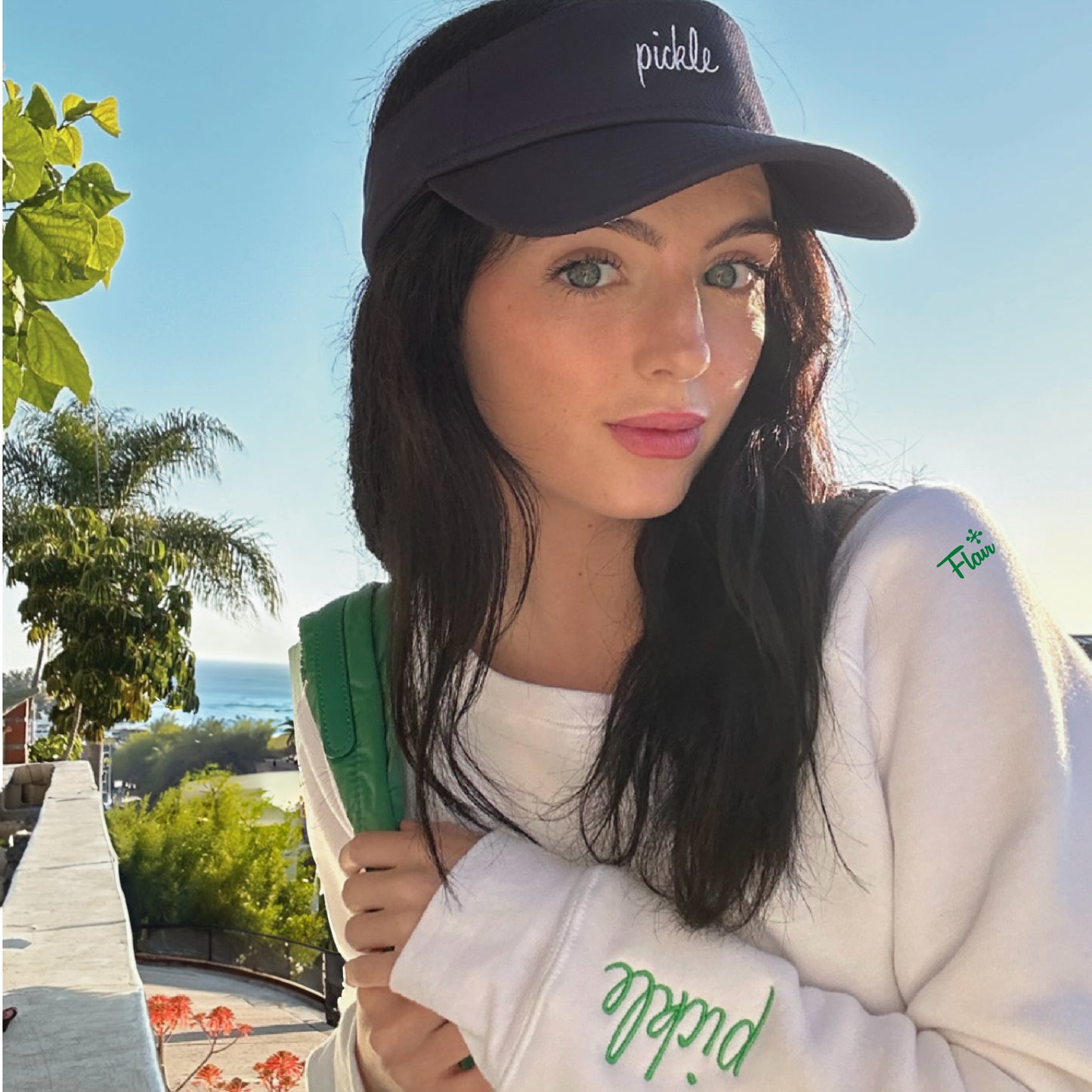 Embroidered Sleeve Crew Neck