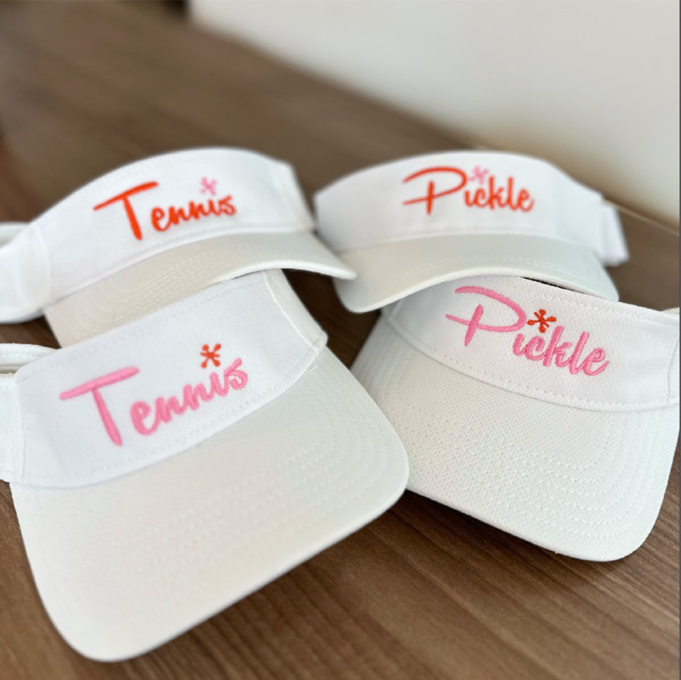 Tennis White Visor Pink with Orange