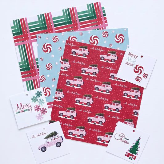 Assorted Christmas Gift Wrap and gift tags - 21 piece set