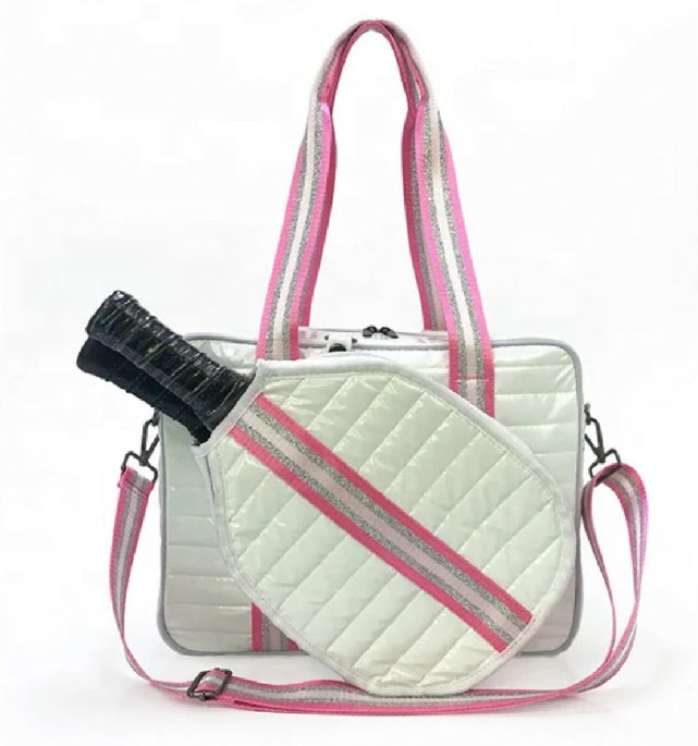 Puffer Pickleball Bag White and Pink