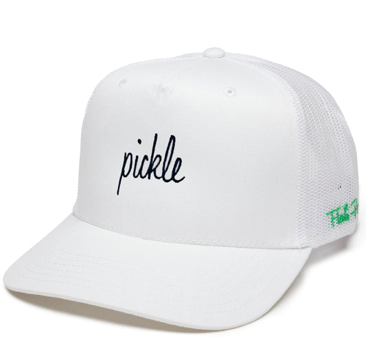 White Simple Pickle / Navy embroidery