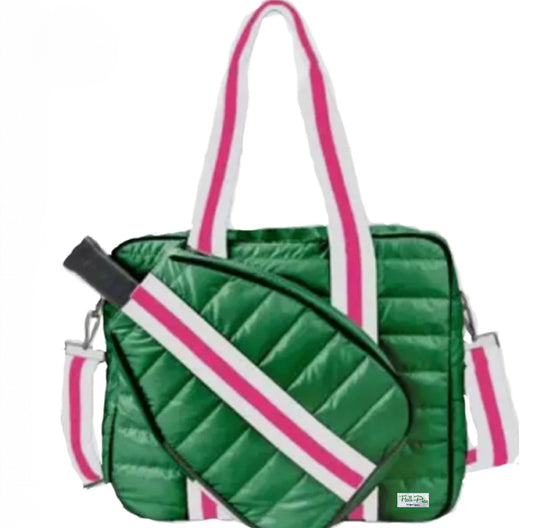 Puffer Pickle Bag Green and Pink